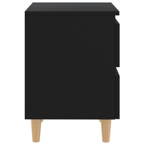 vidaXL Bed Cabinets with Solid Pinewood Legs 2 pcs Black 40x35x50 cm