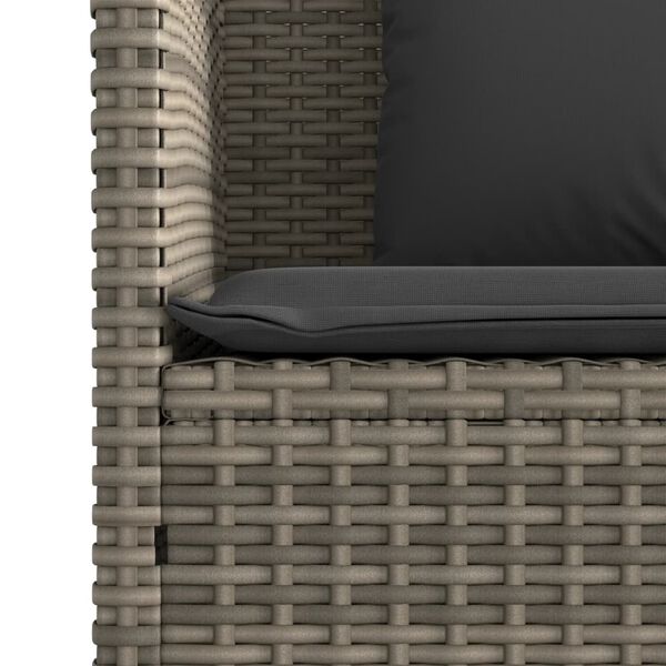 vidaXL Garden Bench with Cushions Grey Poly Rattan