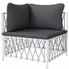 vidaXL Garden Corner Sofa with Cushions White Woven Fabric