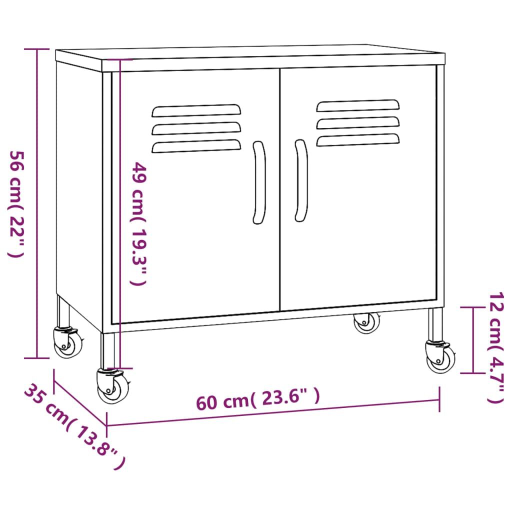 vidaXL Storage Cabinet Black 60x35x56 cm Steel