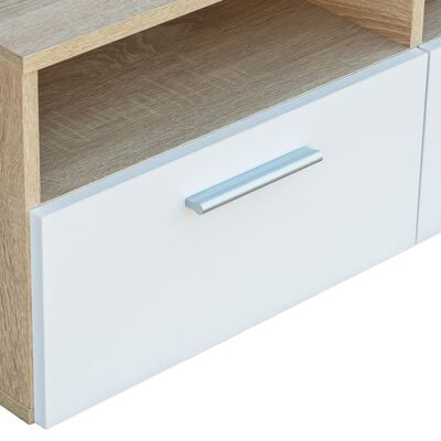 vidaXL TV Cabinet Engineered Wood 95x35x36 cm Oak and White, oak and white vidaXL TV Cabinet Engineered Wood 95x35x36 cm Oak and White