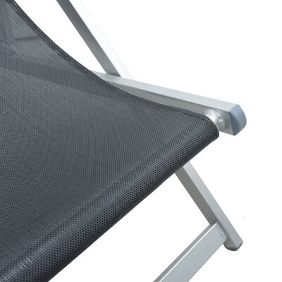 vidaXL Folding Beach Chairs 2 pcs Grey Aluminium and Textilene