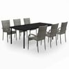 vidaXL 7 Piece Garden Dining Set Grey and Black