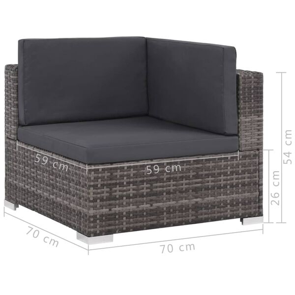 vidaXL 7 Piece Garden Lounge Set with Cushions Poly Rattan Grey