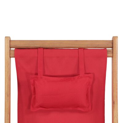 vidaXL Folding Beach Chair Fabric and Wooden Frame Red, red vidaXL Folding Beach Chair Fabric and Wooden Frame Red