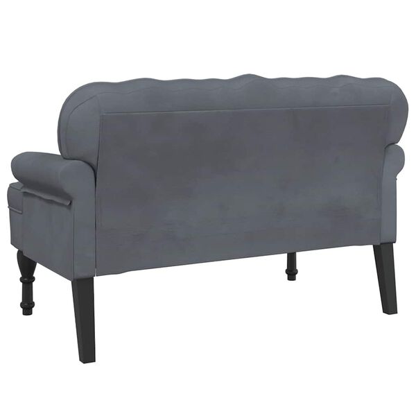 vidaXL Bench with Backrest Dark Grey 119.5x64.5x75 cm Velvet