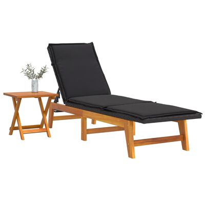 vidaXL Sun Lounger with Table Poly Rattan and Solid Wood Acacia,  vidaXL Sun Lounger with Table Poly Rattan and Solid Wood Acacia