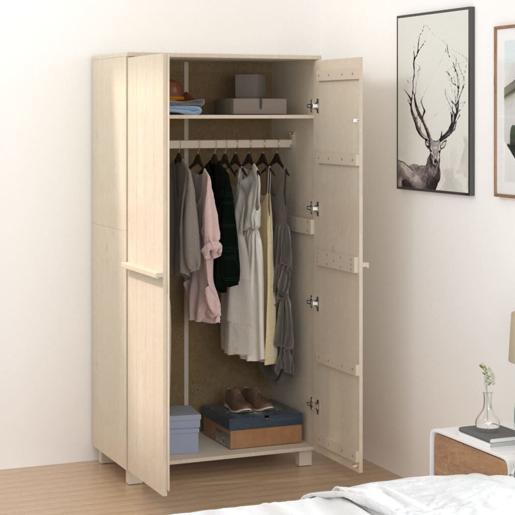 vidaXL Wardrobe HAMAR Honey Brown 89x50x180 cm Solid Wood Pine