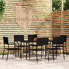 vidaXL 7 Piece Garden Dining Set Black
