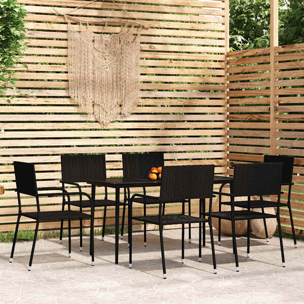 vidaXL 7 Piece Garden Dining Set Black