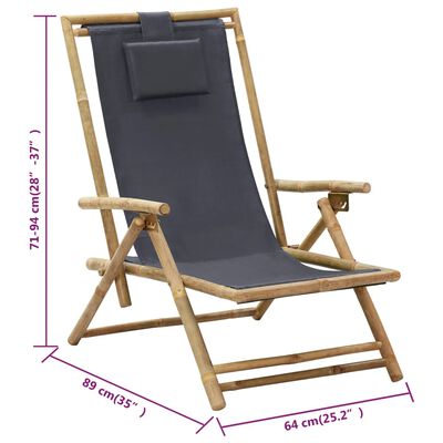 vidaXL Reclining Relaxing Chair Dark Grey Bamboo and Fabric, dark grey vidaXL Reclining Relaxing Chair Dark Grey Bamboo and Fabric