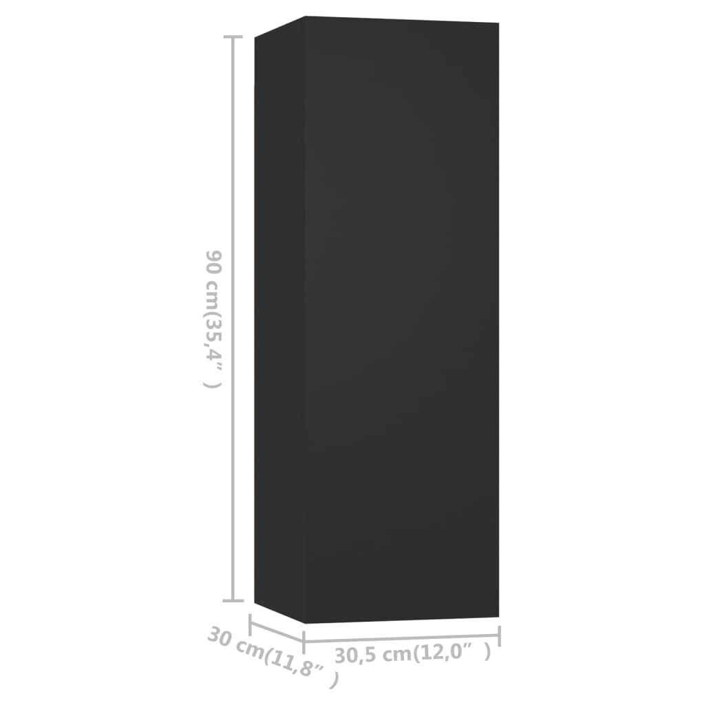 vidaXL TV Cabinets 2 pcs Black 30.5x30x90 cm Engineered Wood
