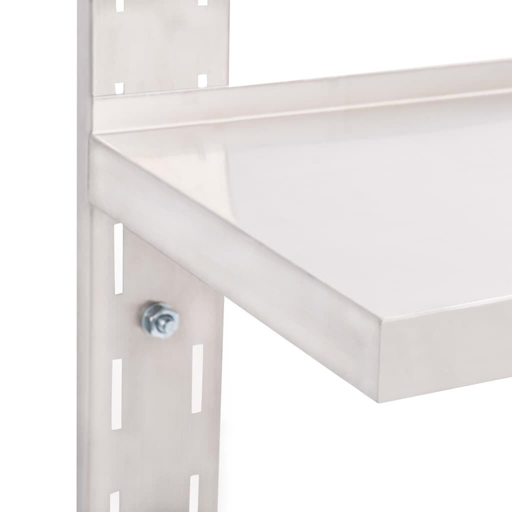vidaXL 2-Tier Floating Wall Shelf Stainless Steel 100x30 cm