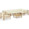 vidaXL 7 Piece Garden Lounge Set with Cream White Cushions Bamboo