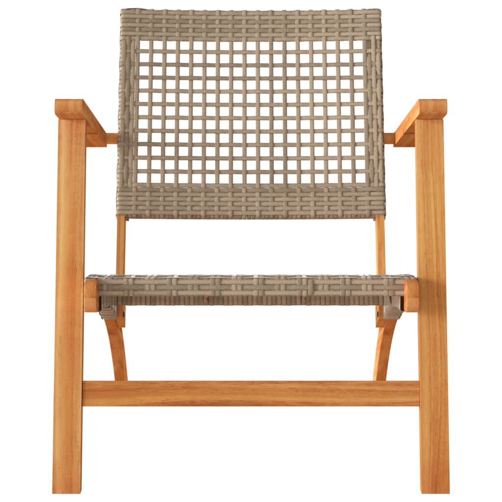vidaXL 3 Piece Bistro Set Beige Poly Rattan and Solid Wood Acacia