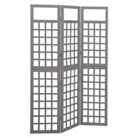 vidaXL 3-Panel Room Divider/Trellis Solid Fir Wood Grey 121x180 cm, grey vidaXL 3-Panel Room Divider/Trellis Solid Fir Wood Grey 121x180 cm