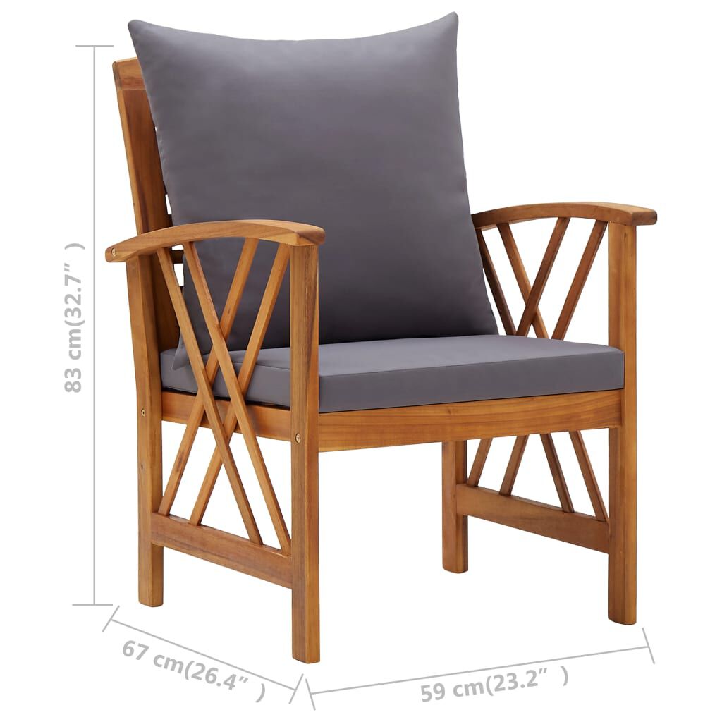 vidaXL 5 Piece Garden Lounge Set with Cushions Solid Acacia Wood