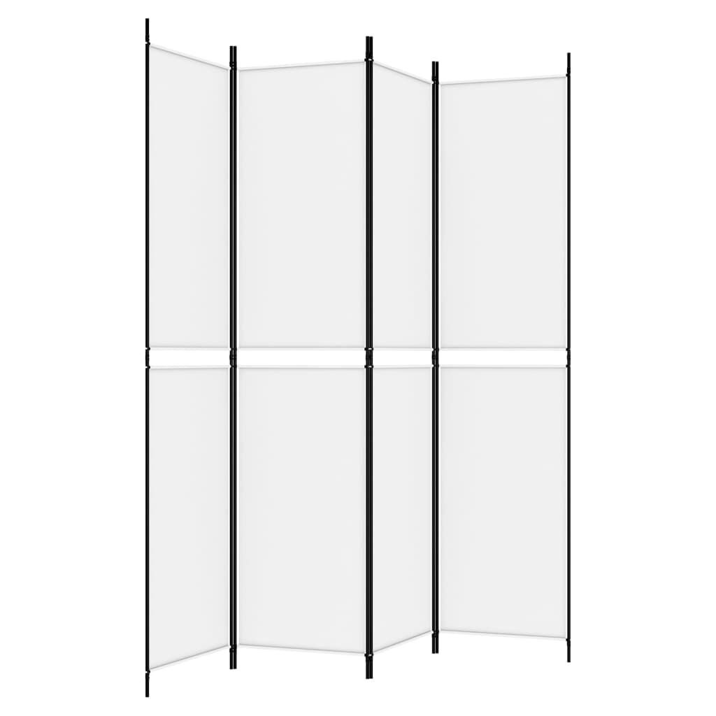vidaXL 4-Panel Room Divider White 200x220 cm Fabric