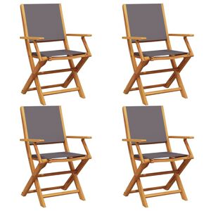 vidaXL Folding Chairs 4 pcs Anthracite Fabric and Solid Wood