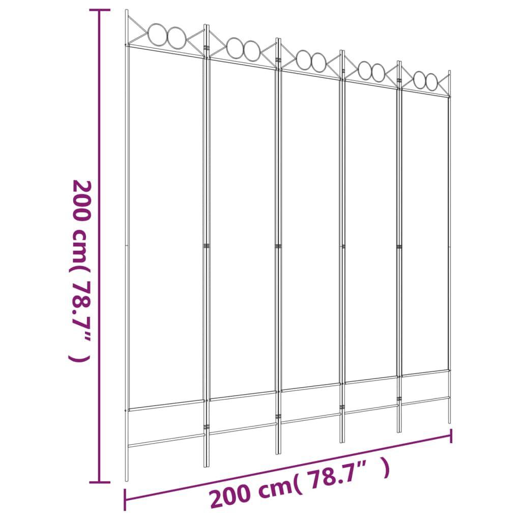 vidaXL 5-Panel Room Divider Anthracite 200x200 cm Fabric