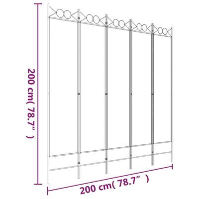 vidaXL 5-Panel Room Divider Anthracite 200x200 cm Fabric, anthracite vidaXL 5-Panel Room Divider Anthracite 200x200 cm Fabric