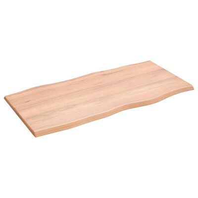 vidaXL Table Top Light Brown 100x50x2 cm Treated Solid Wood Oak Live Edge