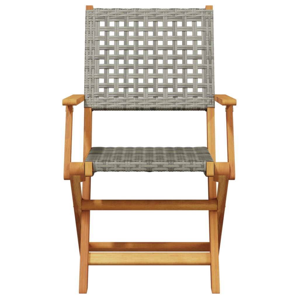 vidaXL 3 Piece Bistro Set Grey Poly Rattan and Solid Wood
