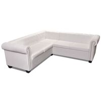 vidaXL Chesterfield Corner Sofa 5-Seater Artificial Leather White, white vidaXL Chesterfield Corner Sofa 5-Seater Artificial Leather White