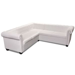 vidaXL Chesterfield Corner Sofa 5-Seater Artificial Leather White