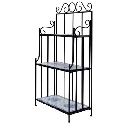 Plant Stand Plant Display Blue White Mosaic Pattern, blue Plant Stand Plant Display Blue White Mosaic Pattern