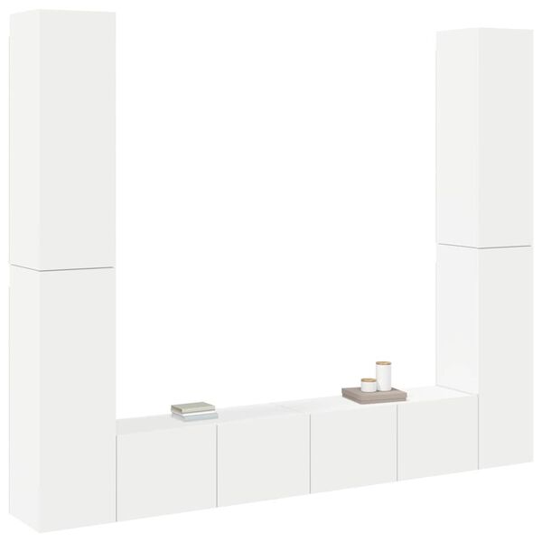 vidaXL 6 Piece TV Cabinet Set White Engineered Wood