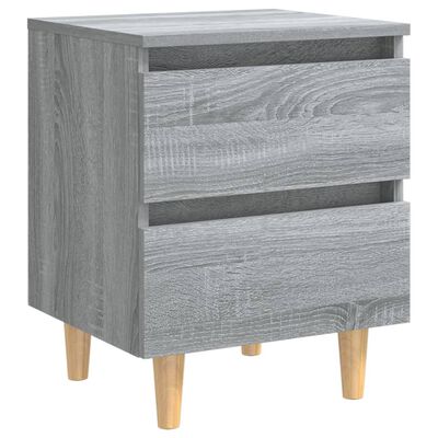 vidaXL Bed Cabinet with Solid Wood Legs Grey Sonoma 40x35x50 cm, grey sonoma vidaXL Bed Cabinet with Solid Wood Legs Grey Sonoma 40x35x50 cm