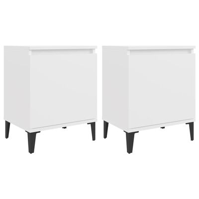 vidaXL Bed Cabinets with Metal Legs White 40x30x50 cm, white vidaXL Bed Cabinets with Metal Legs White 40x30x50 cm