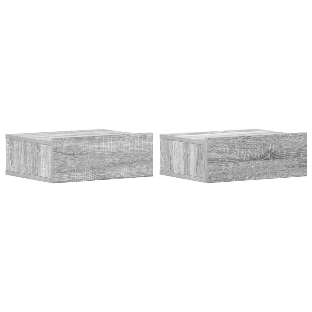 vidaXL Floating Nightstands 2pcs Grey Sonoma 40x30x15cm Engineered Wood