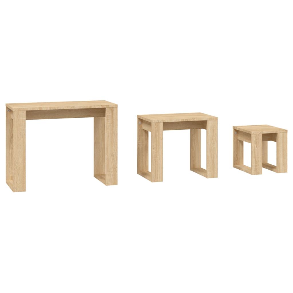 vidaXL Nesting Tables 3 pcs Sonoma Oak Engineered Wood