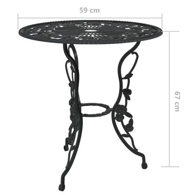 vidaXL 3 Piece Bistro Set Cast Aluminium Black, black vidaXL 3 Piece Bistro Set Cast Aluminium Black