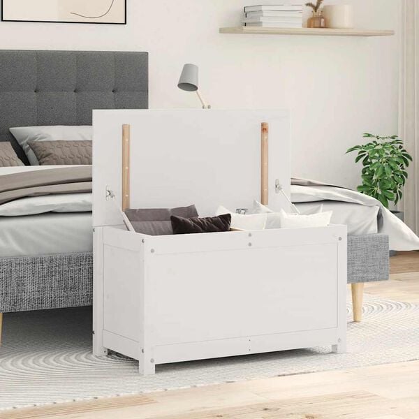 vidaXL Storage Box White 80x40x45.5 cm Solid Wood Pine