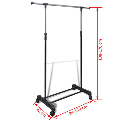 vidaXL Adjustable Clothes Rack 4 Castors 1 Hanging Rail,  vidaXL Adjustable Clothes Rack 4 Castors 1 Hanging Rail