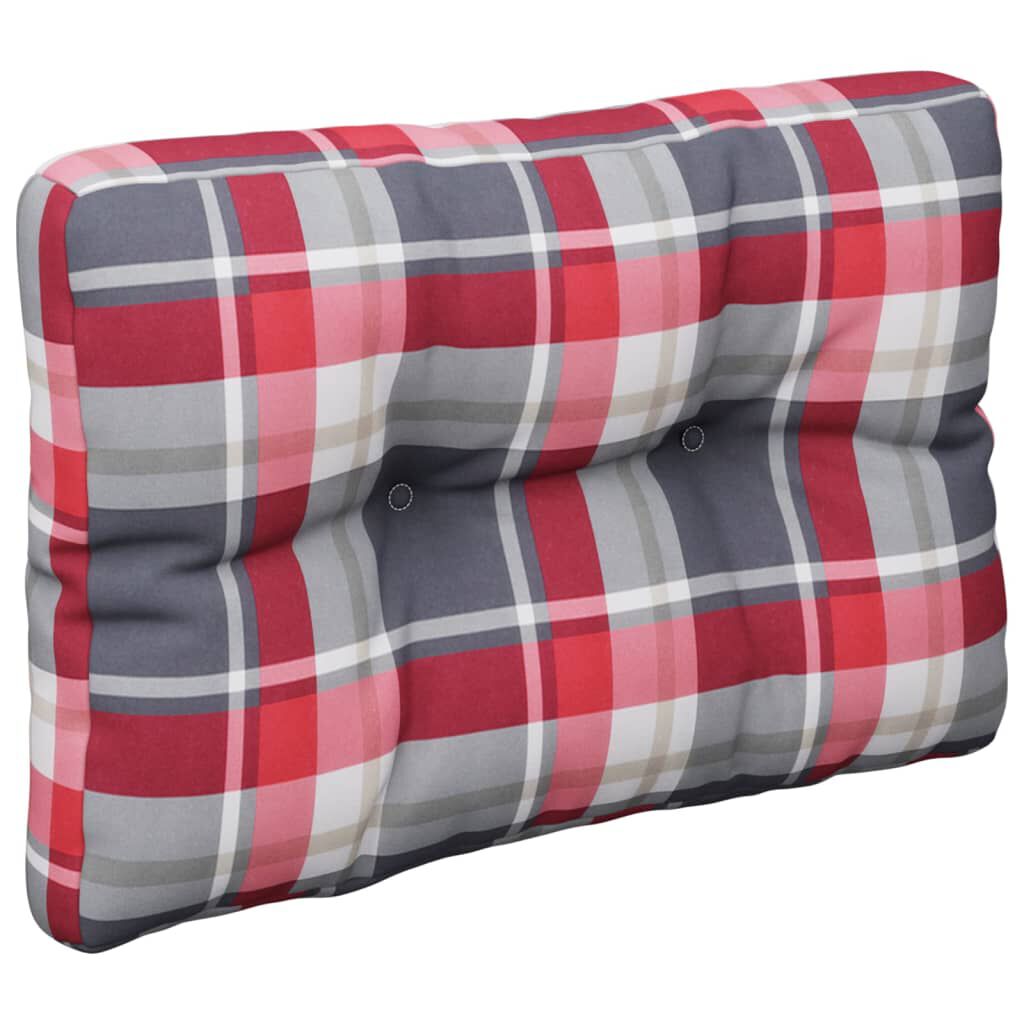 vidaXL Pallet Cushions 2 pcs Red Check Pattern Fabric
