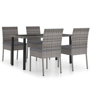 vidaXL 5 Piece Garden Dining Set Poly Rattan Grey