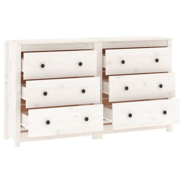 vidaXL Sideboard White 140x35x80 cm Solid Wood Pine