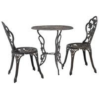 vidaXL 3 Piece Bistro Set Cast Aluminium, bronze vidaXL 3 Piece Bistro Set Cast Aluminium