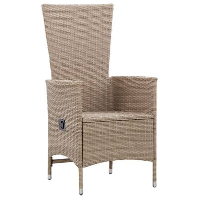 vidaXL 7 Piece Garden Dining Set Poly Rattan Beige