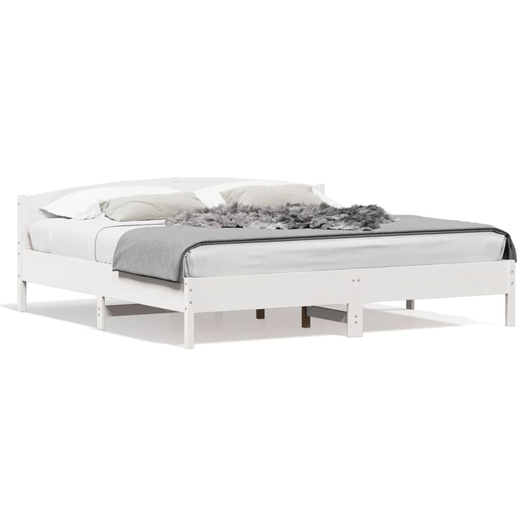 vidaXL Bed Frame without Mattress White 180x200 cm Super King Solid Wood Pine