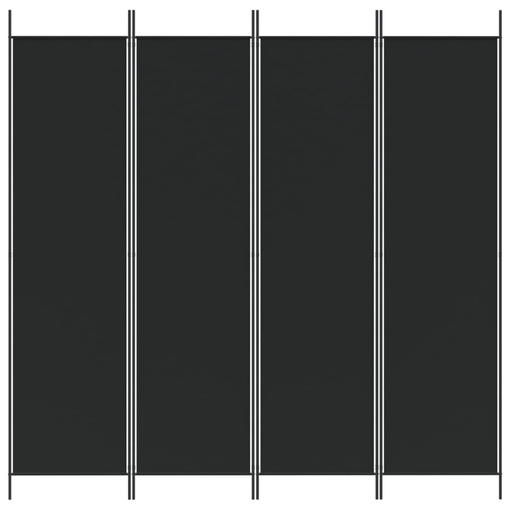 vidaXL 4-Panel Room Divider Black 200x200 cm Fabric