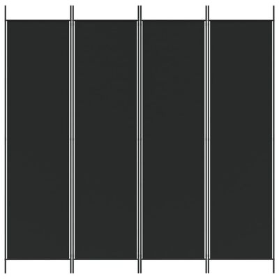 vidaXL 4-Panel Room Divider Black 200x200 cm Fabric, black vidaXL 4-Panel Room Divider Black 200x200 cm Fabric
