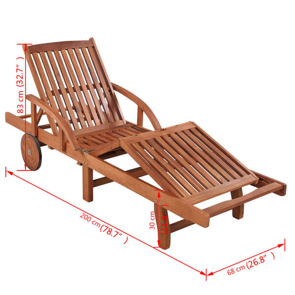 vidaXL Sun Lounger with Cushion Solid Acacia Wood