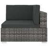 vidaXL Sectional Corner Chair 1 pc with Cushions Poly Rattan Grey