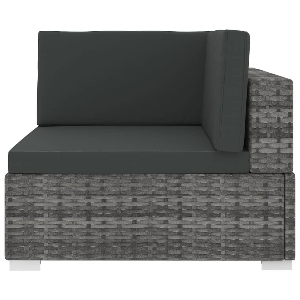 vidaXL Sectional Corner Chair 1 pc with Cushions Poly Rattan Grey