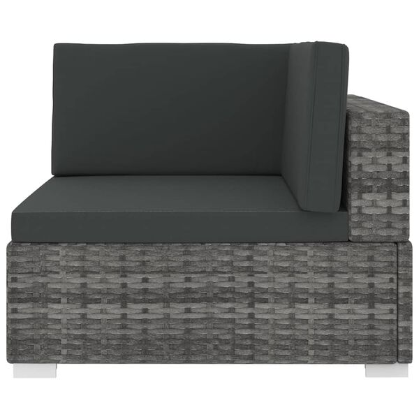 vidaXL Sectional Corner Chair 1 pc with Cushions Poly Rattan Grey